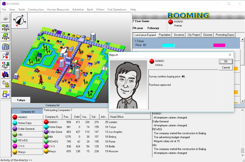 Play a company management game.